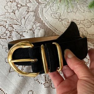 Vintage Amanda Smith Genuine Black Suede Leather Belt Size M